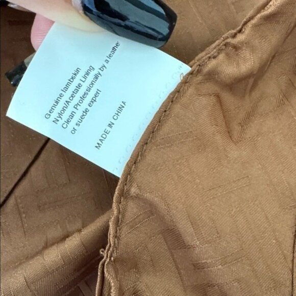 Cole Hann Lambskin Leather Jacket Womens Small Full Zip Tan - Picture 14 of 16